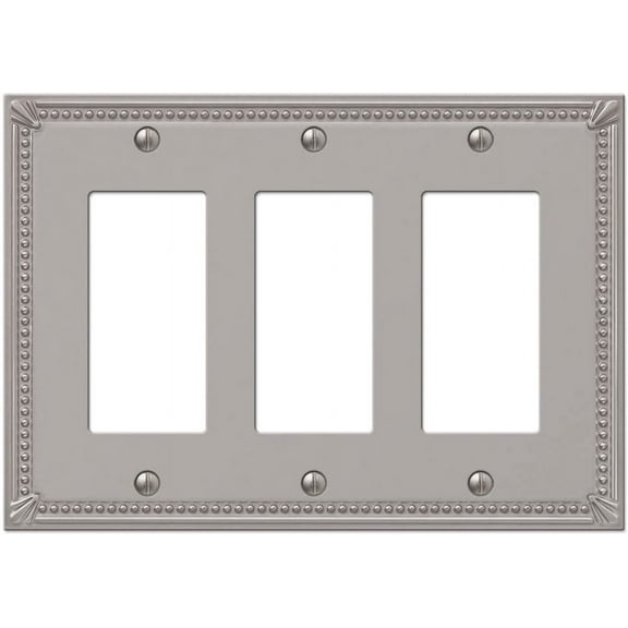 Amerelle 74RRRBN Moderne Wallplate 3 Rocker Cast Metal Brushed Nickel 1-Pack