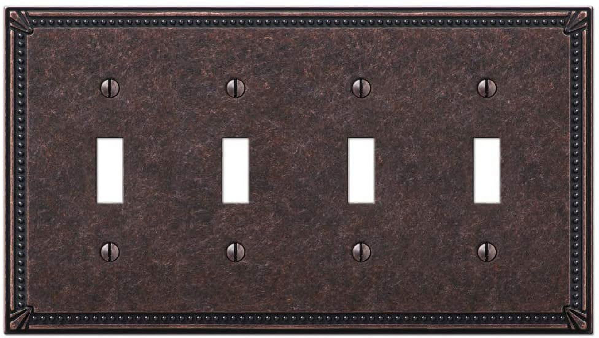 Aged Bronze 4-Gang Metal Toggle Wall Plate