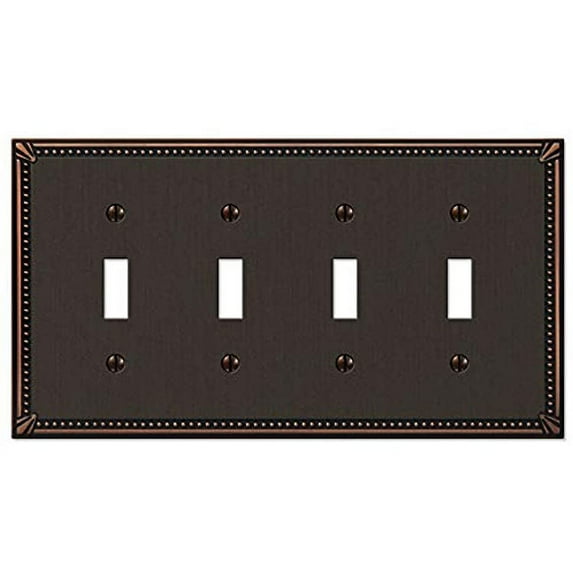 Amerelle 74T4DB Moderne Wallplate 4 Toggle Cast Metal Aged Bronze 1-Pack