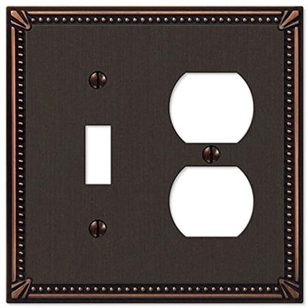 Amerelle 74TDDB Moderne Wallplate 1 Toggle / 1 Duplex Cast Metal Aged Bronze 1-Pack