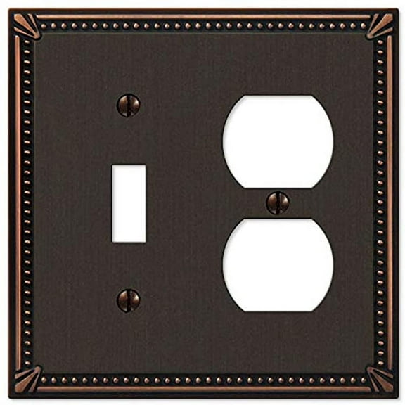 Amerelle 74TDDB Moderne Wallplate 1 Toggle / 1 Duplex Cast Metal Aged Bronze 1-Pack