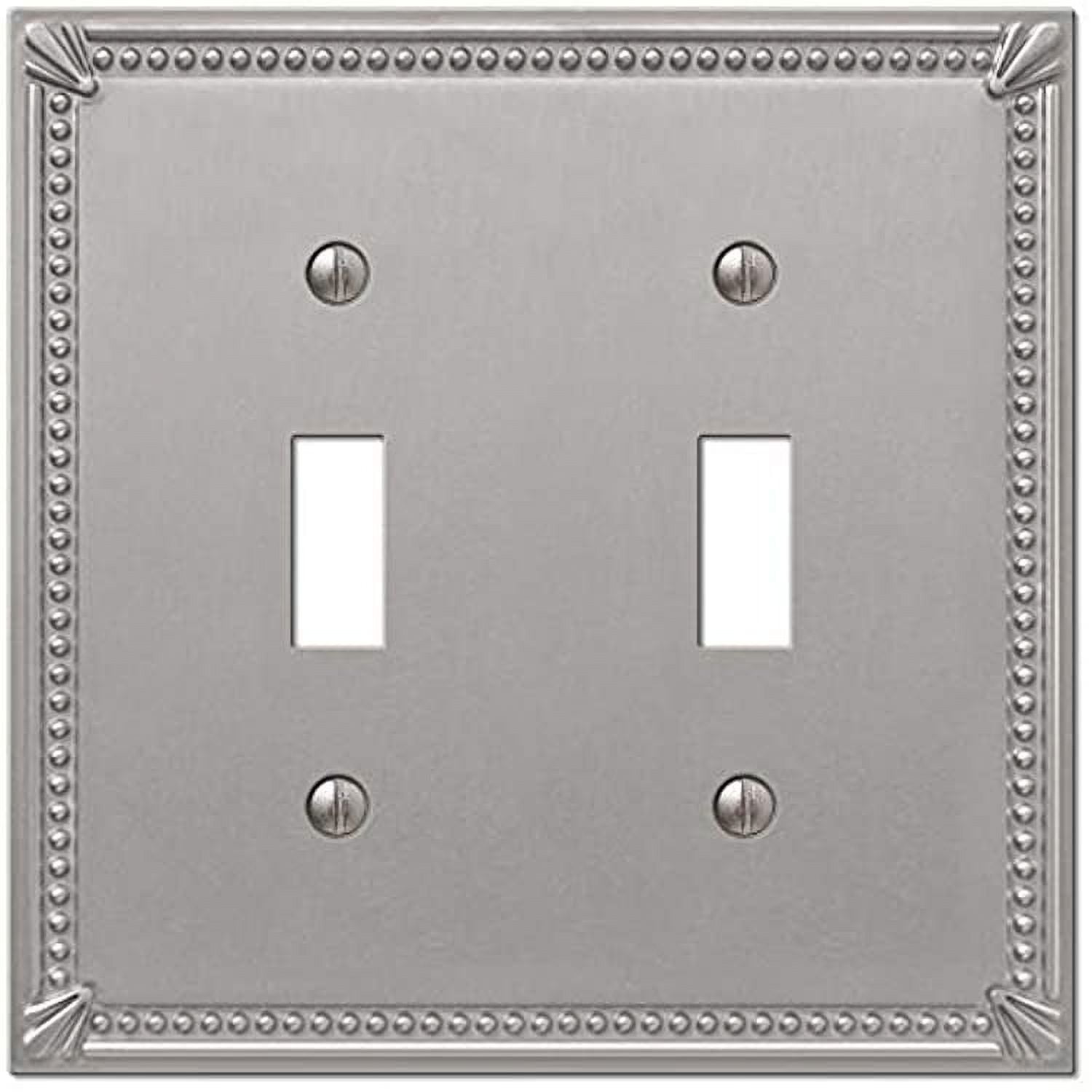 Amerelle Brushed Nickel 2-Gang Metal Toggle Wall Plate