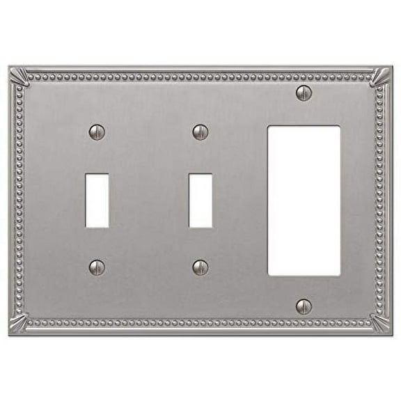 Amerelle 74TTRBN Moderne Wallplate 2 Toggle / 1 Rocker Cast Metal Brushed Nickel 1-Pack