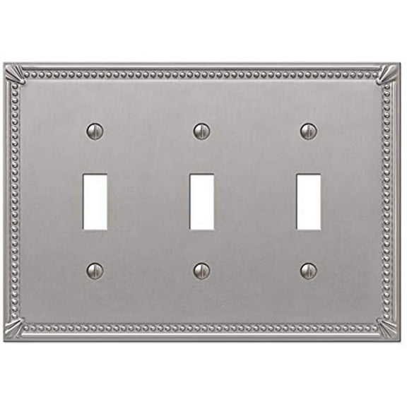 Amerelle 74TTTBN Moderne Wallplate 3 Toggle Cast Metal Brushed Nickel 1-Pack