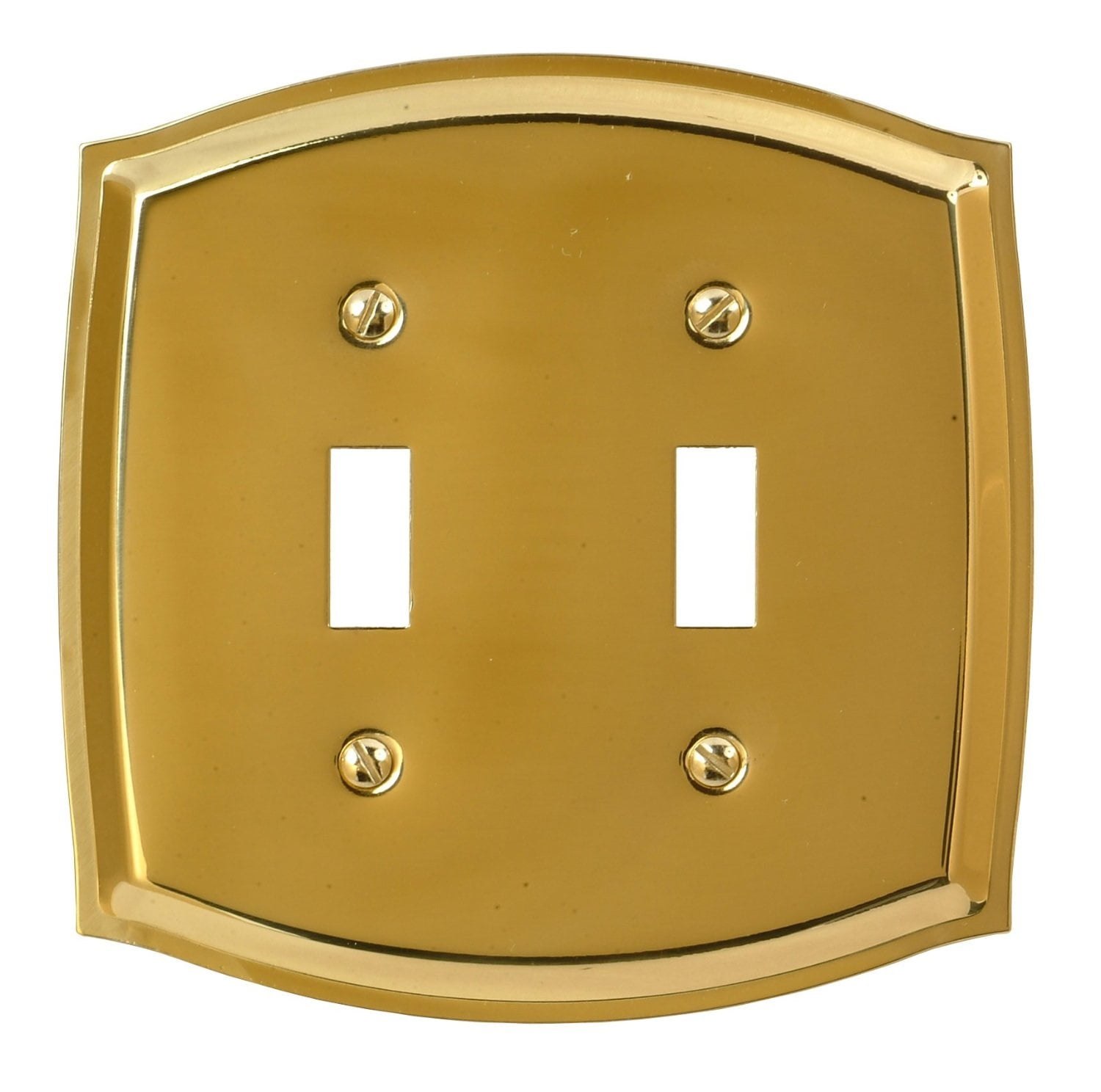 Amerelle 76TTBR Wallplate, 5-1/8 in L, 5-1/8 in W, 2 -Gang, Solid Brass, Polished Brass