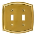 thumbnail image 1 of Amerelle 76TTBR Wallplate, 5-1/8 in L, 5-1/8 in W, 2 -Gang, Solid Brass, Polished Brass, 1 of 1