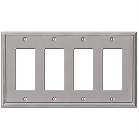 Amerelle 77R4BN Moderne Wallplate 4 Rocker Cast Metal Brushed Nickel 1-Pack
