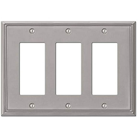 Amerelle 77RRRBN Moderne Wallplate 3 Rocker Cast Metal Brushed Nickel 1-Pack