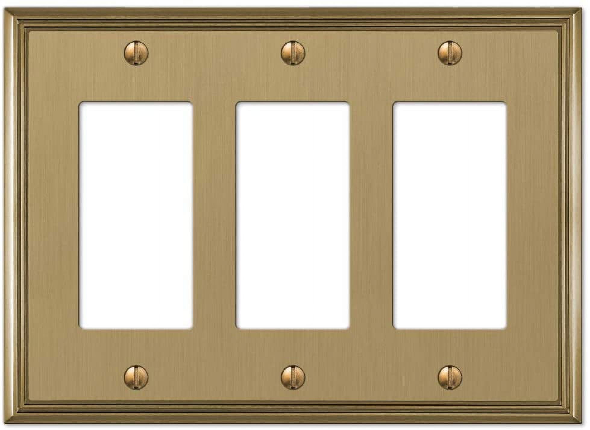 Brushed Bronze Triple Rocker Metal Wall Plate