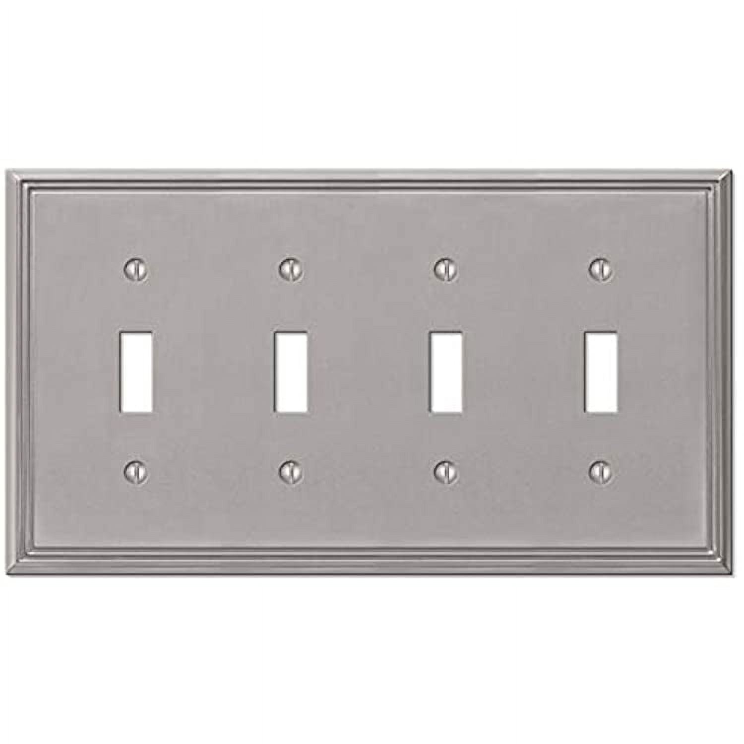 Brushed Nickel Quad Toggle Metal Wall Plate