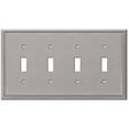 thumbnail image 1 of Amerelle 77T4BN Moderne Wallplate 4 Toggle Cast Metal Brushed Nickel 1-Pack, 1 of 7