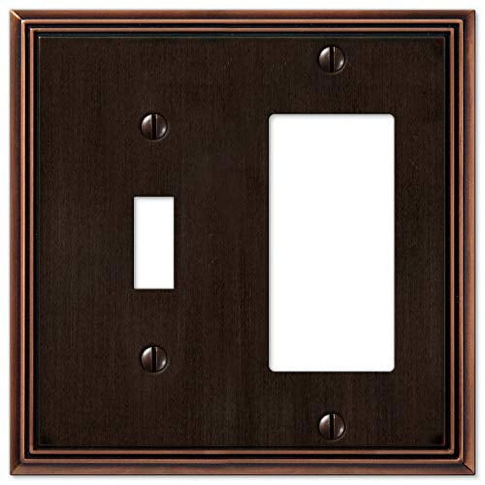 Aged Bronze Square Metal Wall Plate with Toggle and Rocker
