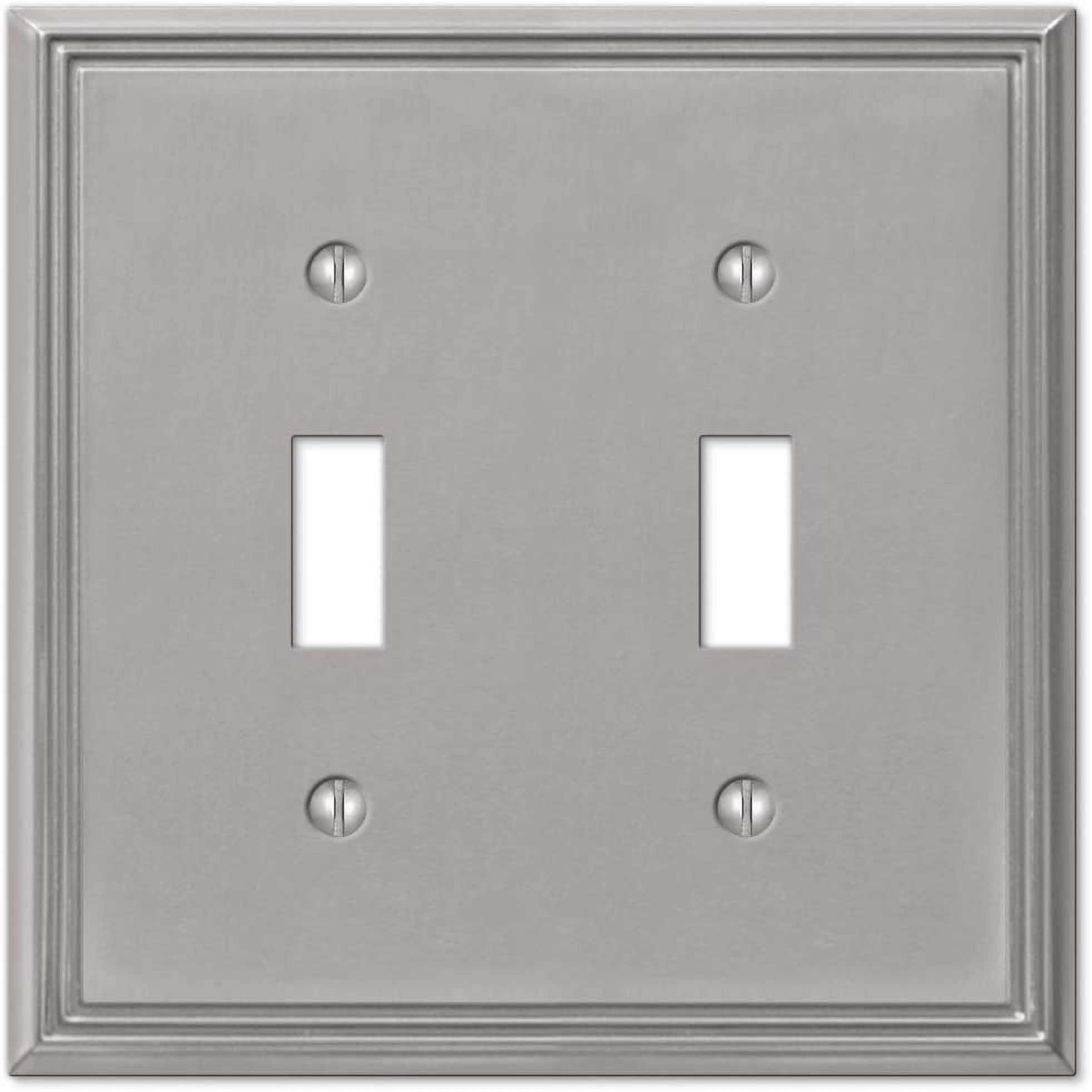 Brushed Nickel 2-Gang Metal Toggle Wall Plate
