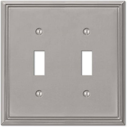 Amerelle 77TTBN Moderne Wallplate 2 Toggle Cast Metal Brushed Nickel 1-Pack