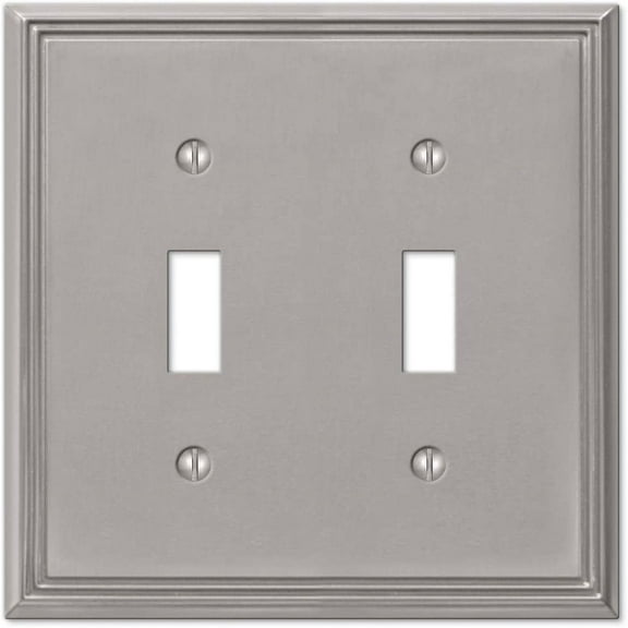Amerelle 77TTBN Moderne Wallplate 2 Toggle Cast Metal Brushed Nickel 1-Pack