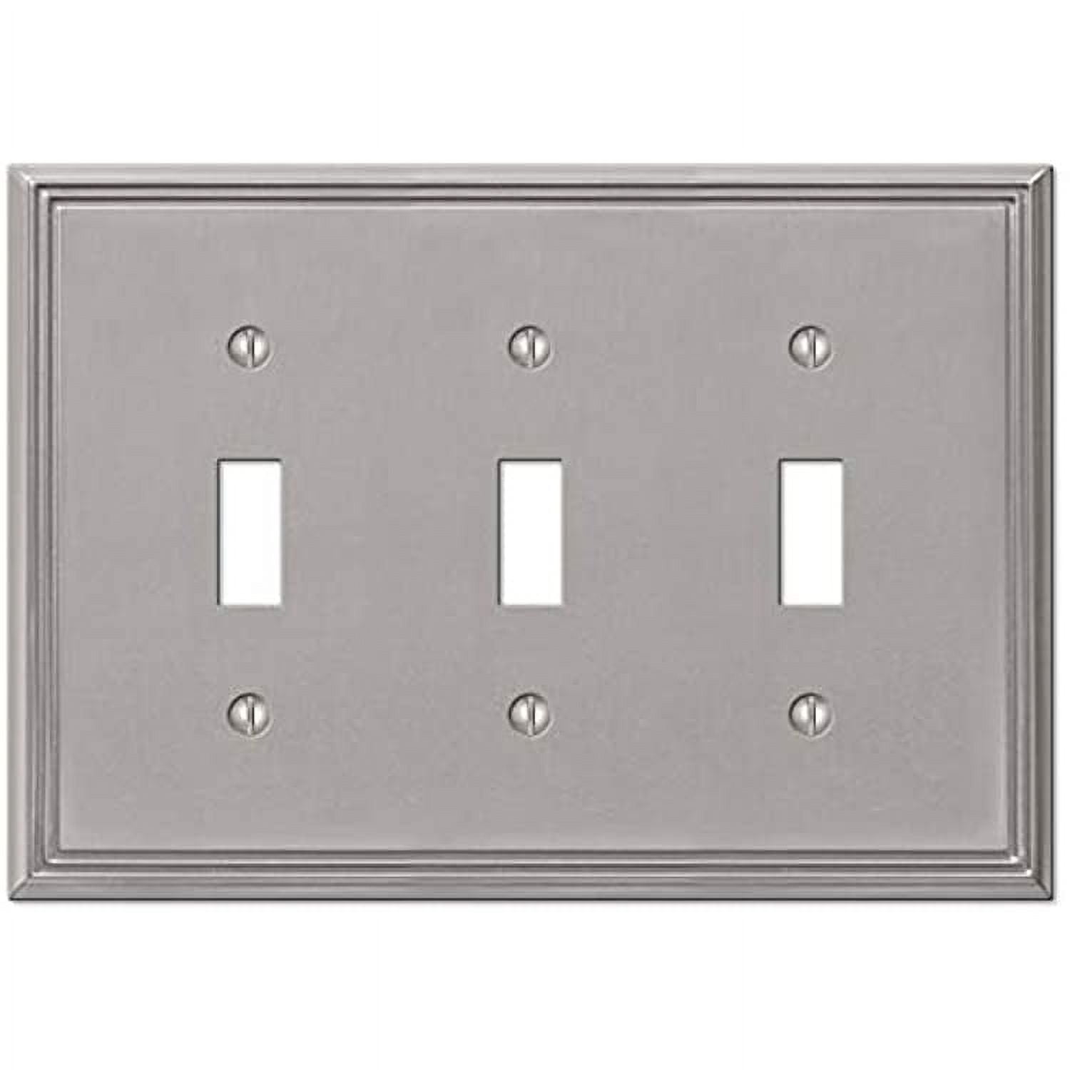Amerelle Brushed Nickel 3-Gang Metal Toggle Wall Plate