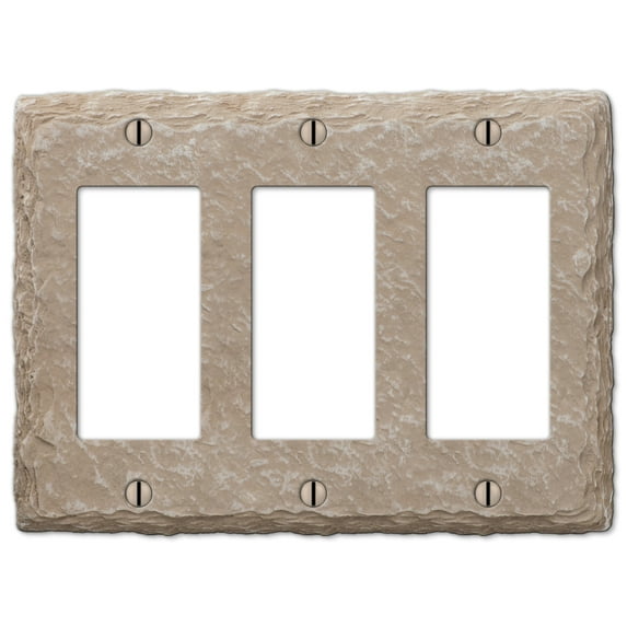 Amerelle 8345RRRA Faux Slate Wallplate, 3 Rocker, Faux Slate, Almond, 1-Pack