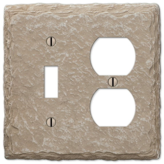 Amerelle 8345TDA Faux Slate Wallplate, 1 Toggle / 1 Duplex, Faux Slate, Almond, 1-Pack