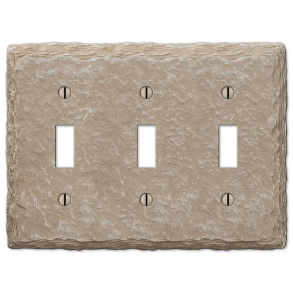 Amerelle 8345TTTA Faux Slate Wallplate, 3 Toggle, Faux Slate, Almond, 1-Pack