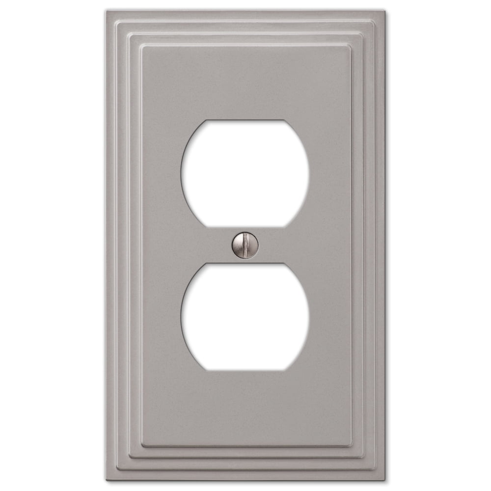Amerelle 84DN Steps Wallplate, 1 Duplex, Cast Metal, Satin Nickel, 1-Pack