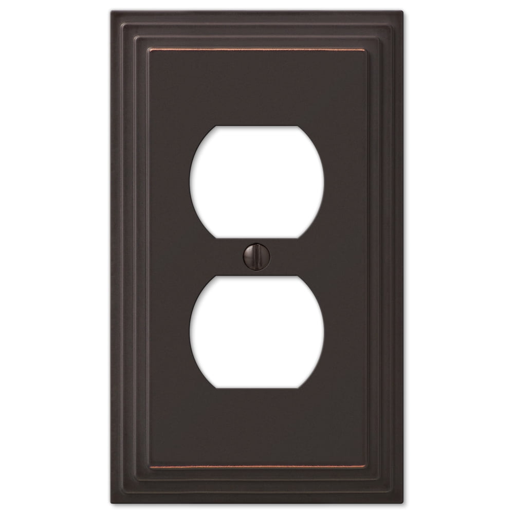 Aged Bronze Cast Metal Single Duplex Wallplate