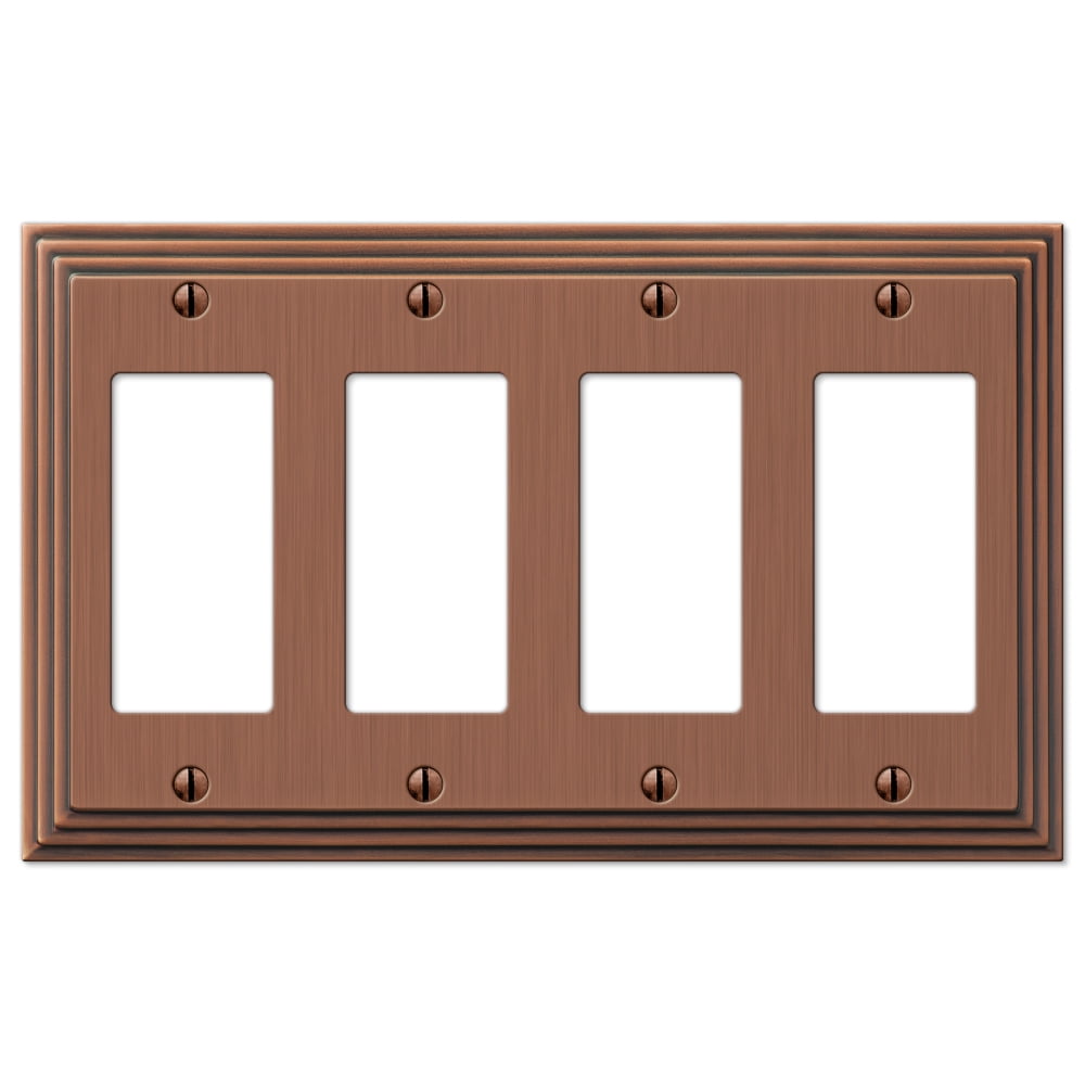 Antique Copper Quad Rocker Metal Wall Plate