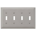 thumbnail image 1 of Amerelle 84T4N Steps Wallplate, 4 Toggle, Cast Metal, Satin Nickel, 1-Pack, 1 of 3