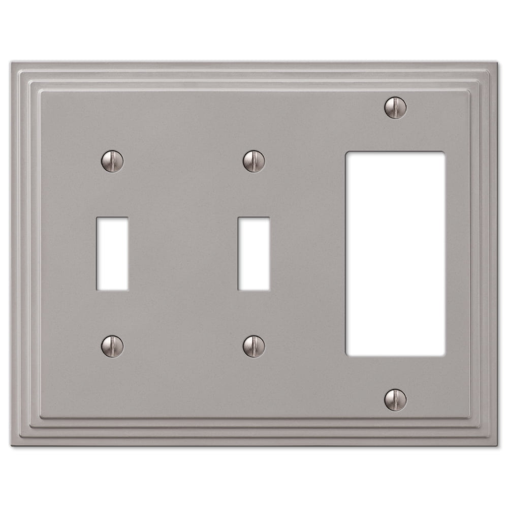 Satin Nickel 3-Gang Metal Wall Plate with Steps Design