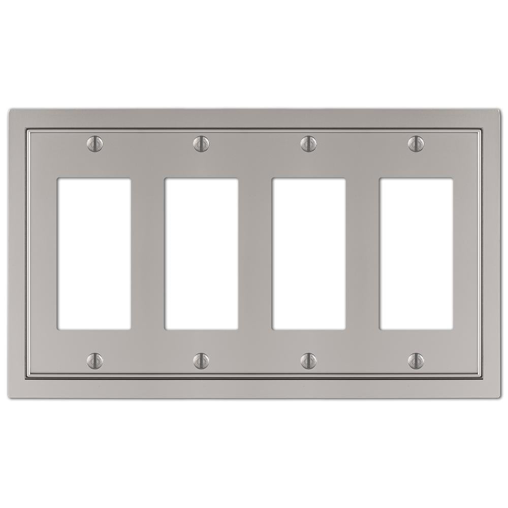 Satin Nickel Quad Rocker Cast Metal Wall Plate