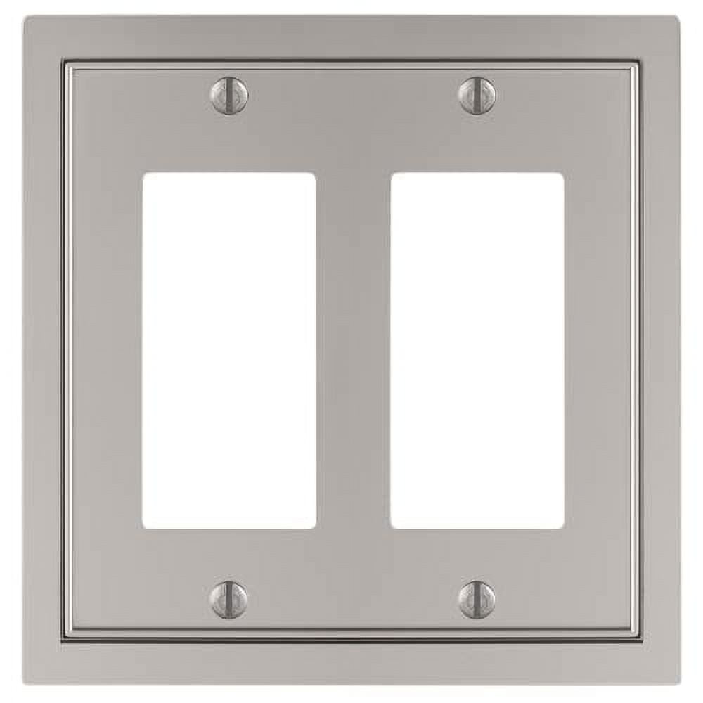 Satin Nickel Double Rocker 2-Gang Metal Wall Plate
