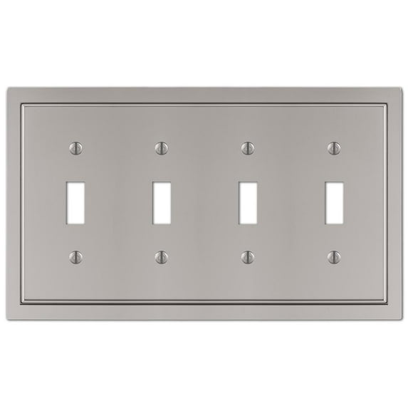 Amerelle 900T4N Shaker Wallplate, 4 Toggle, Cast Metal, Satin Nickel, 1-Pack
