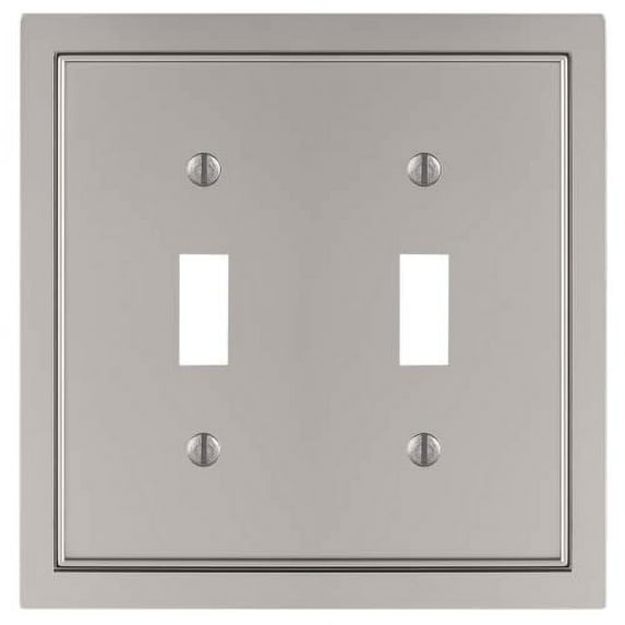 Amerelle 900TTN Shaker Wallplate, 2 Toggle, Cast Metal, Satin Nickel, 1-Pack