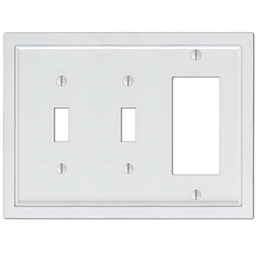 Amerelle 900TTRW Shaker Wallplate, 2 Toggle / 1 Rocker, Cast Metal, White, 1-Pack