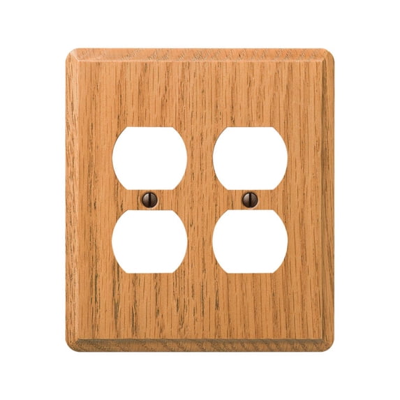 Amerelle 901DDL Contemporary 2 Duplex Outlet Wall Plate Light Oak