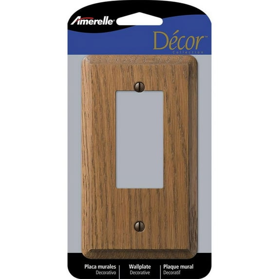 Amerelle 901R Contemporary Mirror Brown 1 Gang Oak Wood Rocker Wall Plate