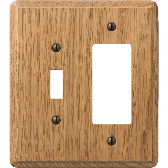 AmerTac 901TRL 1 Toggle/1 Rocker Traditional Oak Wood Wallplate