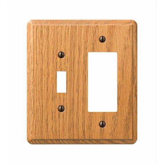 Amerelle 2-Gang Solid Oak Single Toggle/Rocker Wall Plate, Light Oak 901TRL