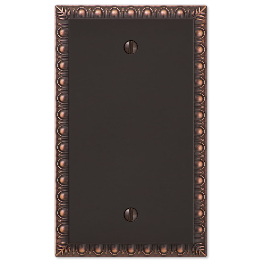 Aged Bronze Cast Metal Single Blank Wallplate