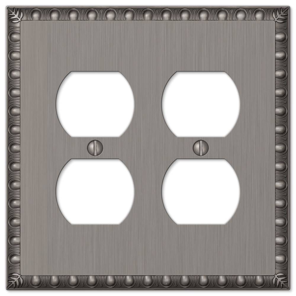 Antique Nickel Double Duplex Cast Metal Wallplate