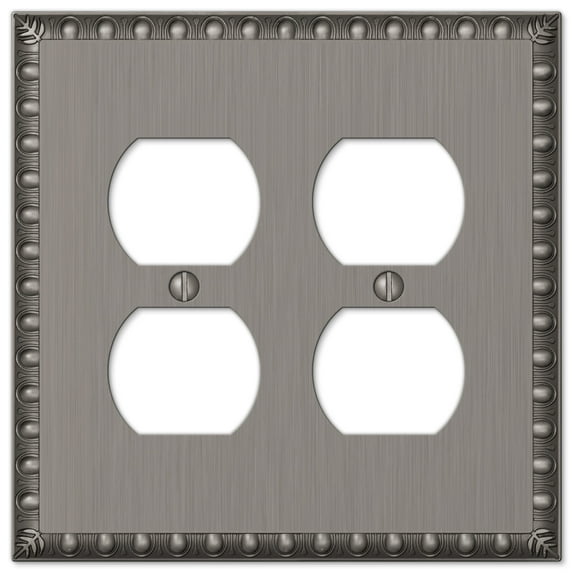 Amerelle 90DDAN Egg & Dart Wallplate, 2 Duplex, Cast Metal, Antique Nickel, 1-Pack