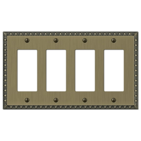 Amerelle 90R4BB Egg & Dart Wallplate, 4 Rocker, Cast Metal, Brushed Brass, 1-Pack