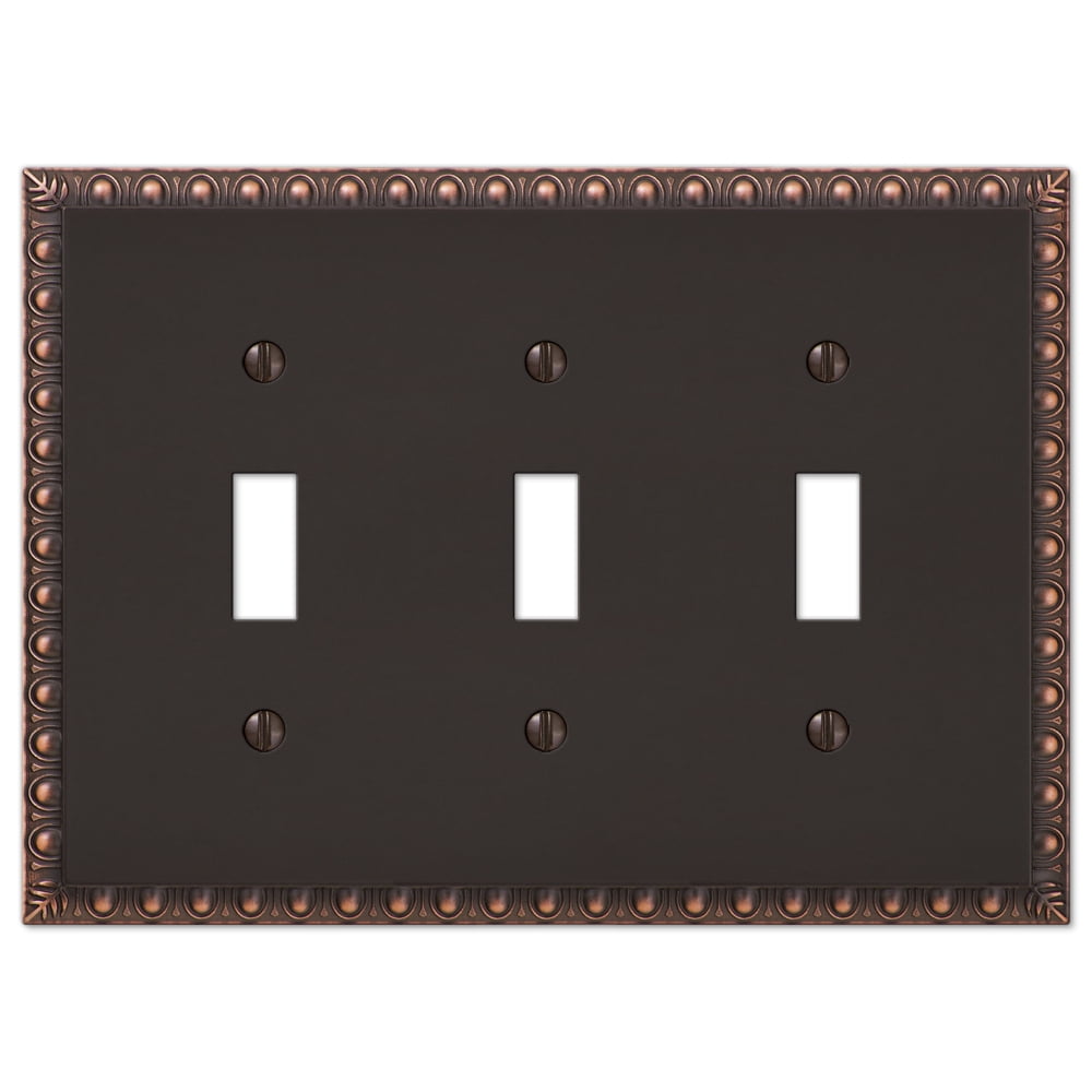 Aged Bronze Triple Toggle Cast Metal Wallplate