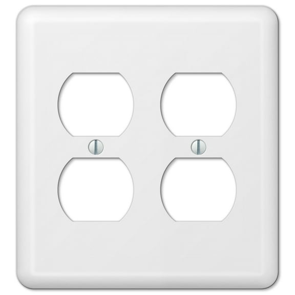 Amerelle 935DDW Devon Wallplate, 2 Duplex, Steel, White, 1-Pack