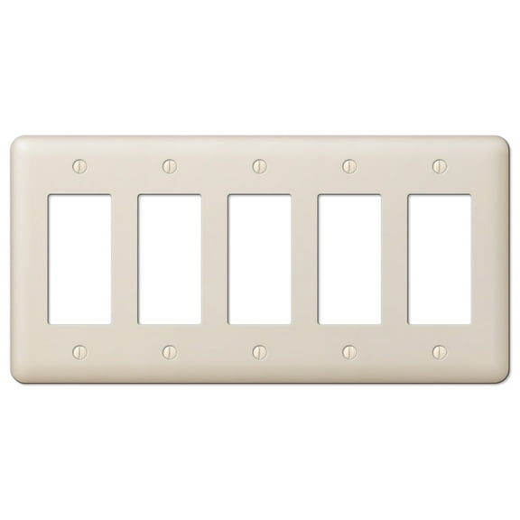 Amerelle 935R5AL Devon Wallplate, 5 Rocker, Steel, Light Almond, 1-Pack