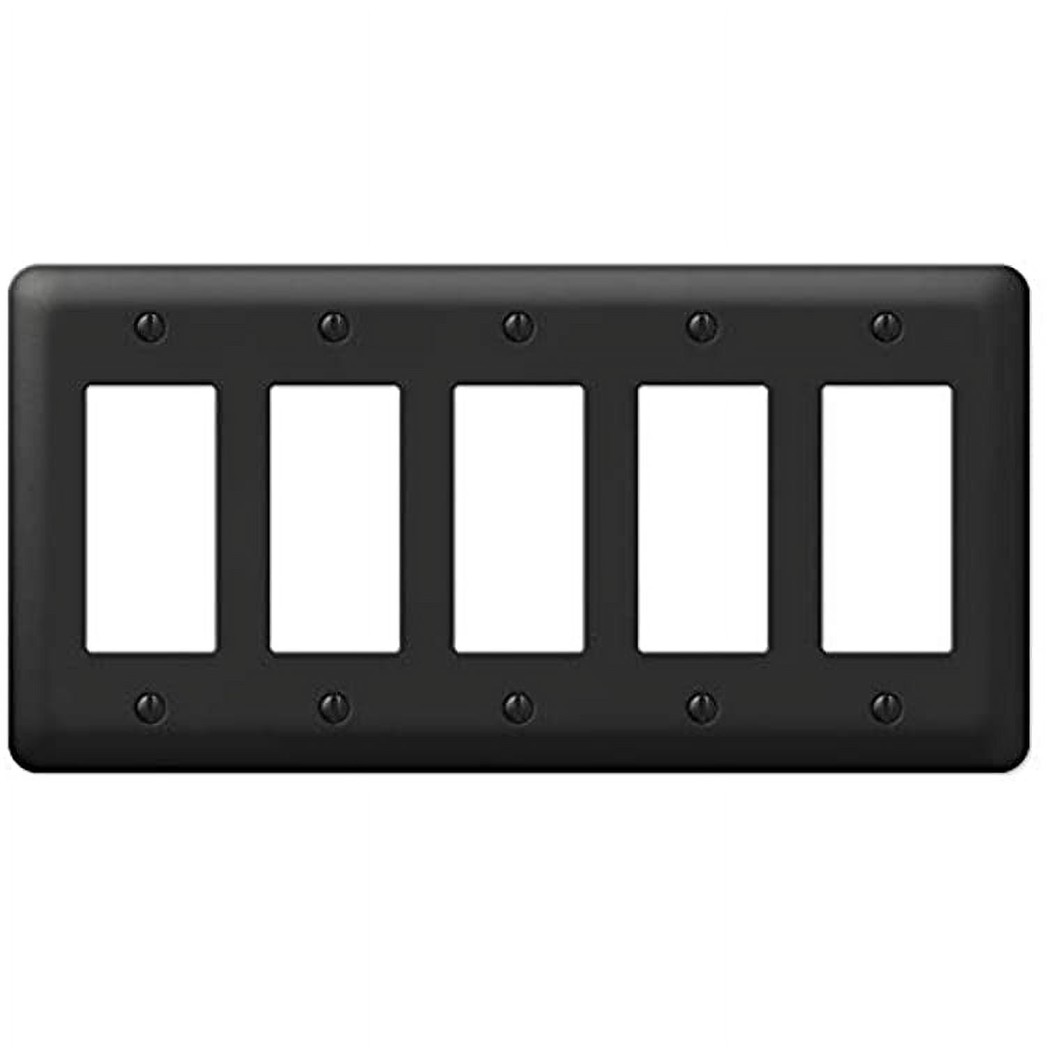 Black Steel 5-Gang Rocker Wall Plate