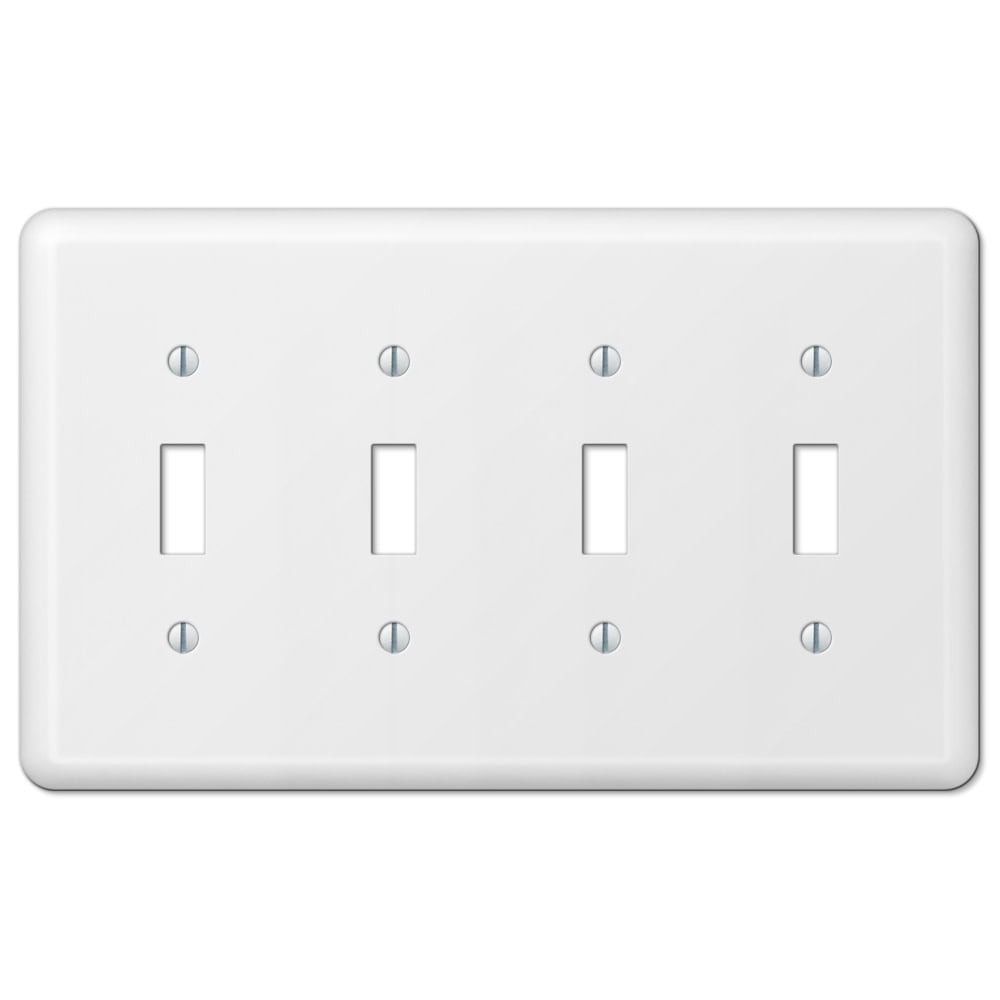 White Steel Quad Toggle Wall Plate