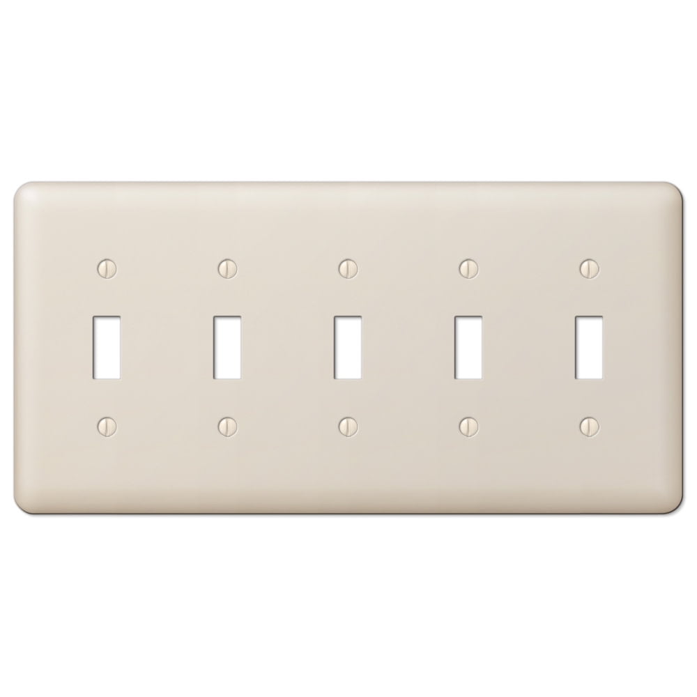 Light Almond Steel 5 Toggle Wall Plate