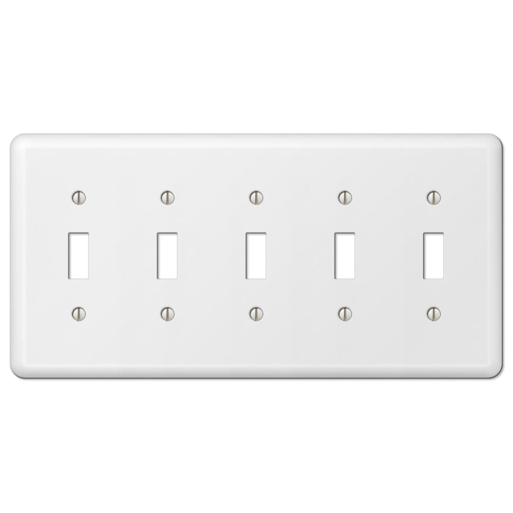 White Steel 5 Toggle Wall Plate Cover