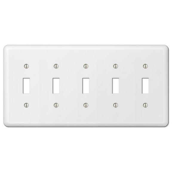 Amerelle 935T5W Devon Wallplate, 5 Toggle, Steel, White, 1-Pack