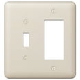 thumbnail image 1 of 3009145 WALL PLT RKR/TGL STL ALM Amerelle Devon Light Almond 2 gang Stamped Steel Rocker/Toggle Wall Plate (Pack of 1), 1 of 2